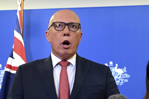 Peter Dutton speaks about the Voice referendum.