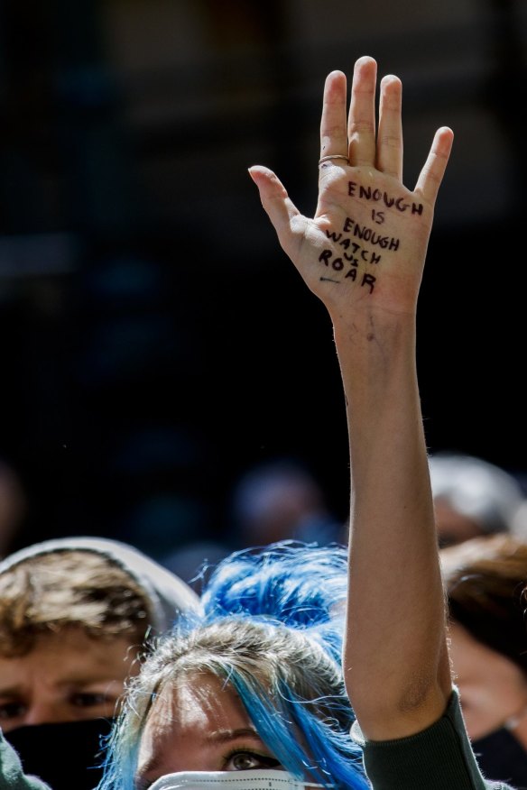 A protester at the Sydney March 4 Justice. 