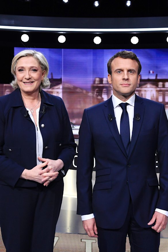 The 2017 French presidential contest between Marine Le Pen (left) and Emmanuel Macron pitted nativist sentiments against globalist ones.