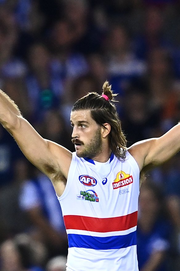 Bulldogs forward Josh Bruce kicked 10 goals against the Kangaroos.