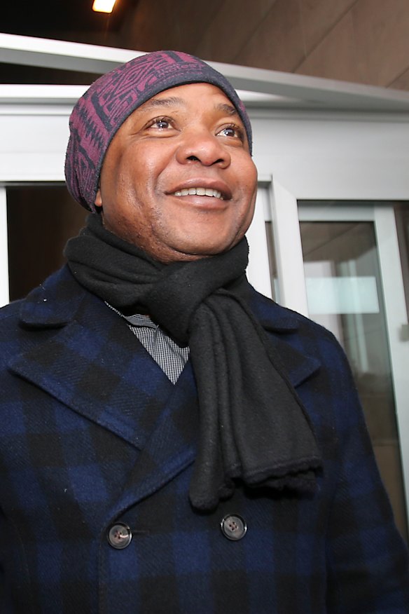 Diya “Patrick” Lumumba, a Congolese citizen who was originally jailed for the murder of Meredith Kercher, leaves the court this week.