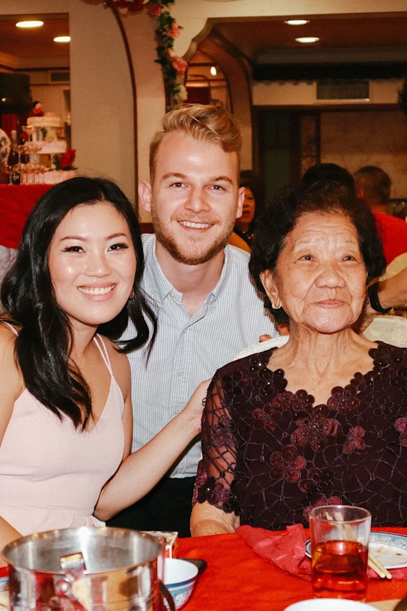 Nicole Werner with her husband Fraser and her grandmother.