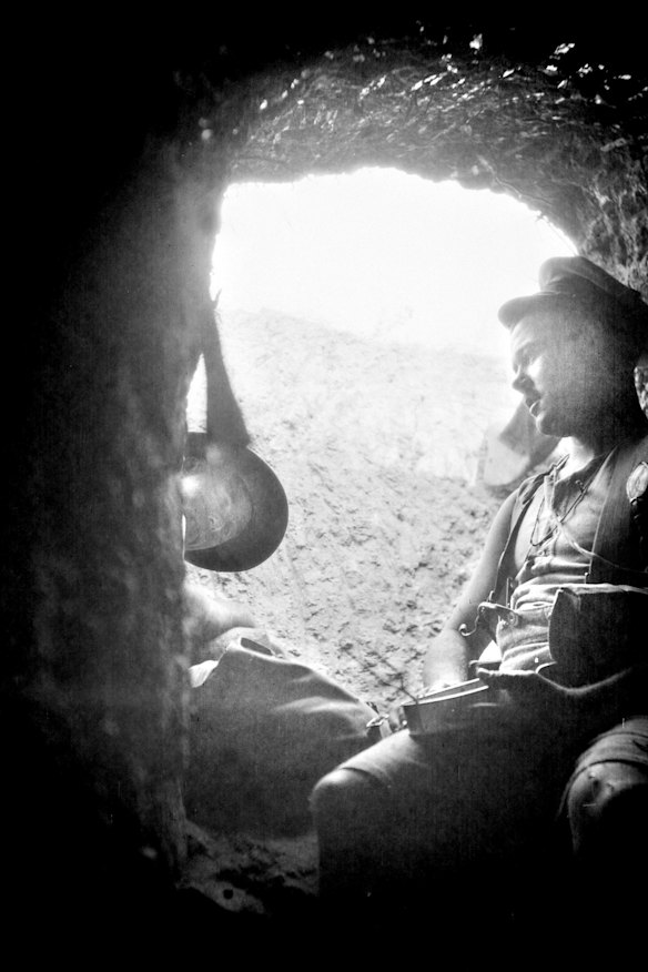  Resting in the trenches in the Anzac area.