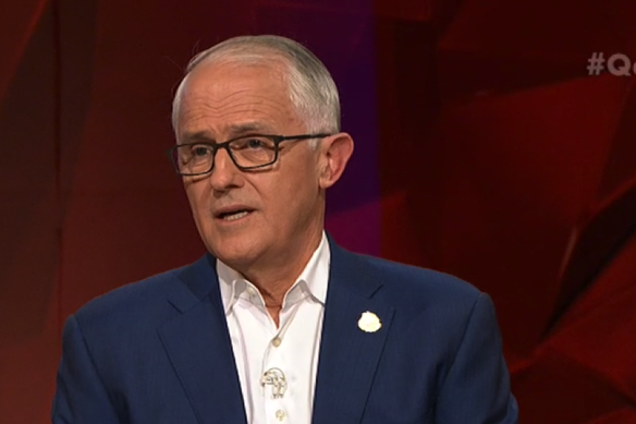 Malcolm Turnbull on <i>Q&A</i>, where he took credit for the legalisation of same-sex marriage.