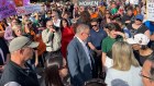 Prime Minister Anthony Albanese at the beginning of the march in Canberra.