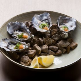Oysters with ponzu.