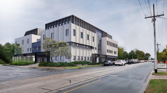 Render of the Adeney Private Hospital, in the corner of Adeney Avenue and Cotham Road in the east Melbourne suburb of Kew
