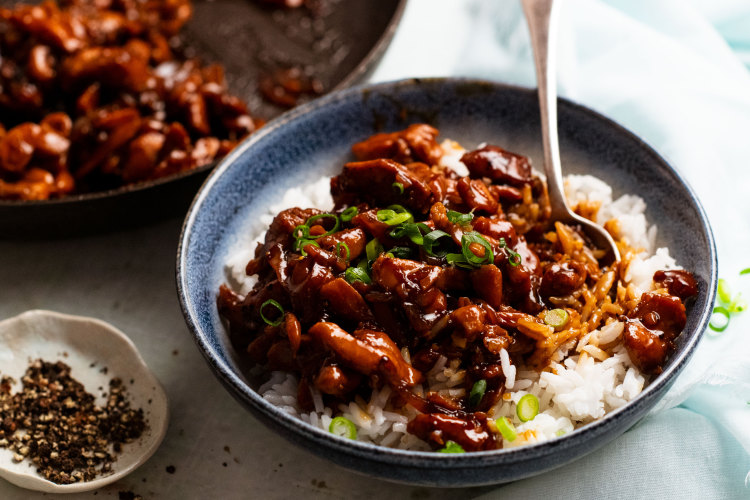 This speedy chicken stir-fry is sticky, sweet, savoury and a little bit spicy.