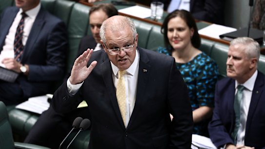 Prime Minister Scott Morrison in question time on Wednesday.