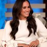 Meghan Markle on The Ellen Show in Oscar de la Renta and a model on the Melbourne Fashion Week runway in Nicola Finetti.