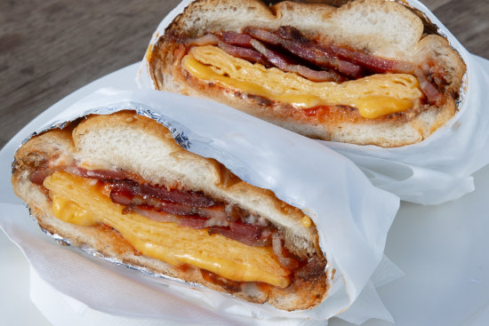 Walrus cafe’s bacon, egg and cheese sandwich.