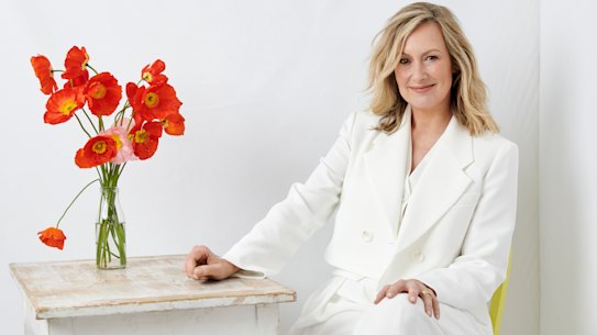 Bianca Spender “Soho” jacket, $745, “Edith” waistcoat, $375, and “Procession” trousers, $465.