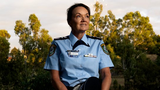NSW Police Commissioner Karen Webb at Sandy Beach Reserve, by Macquarie River, Dubbo.
