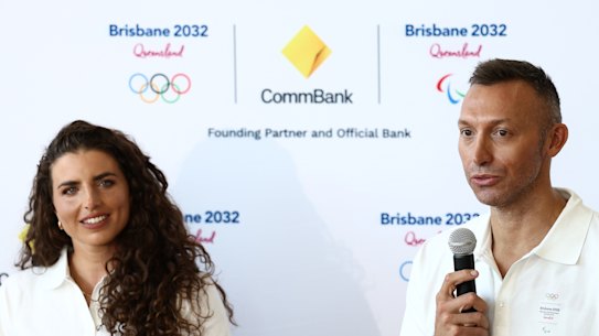 Gold medal winners Jess Fox and Ian Thorpe. 