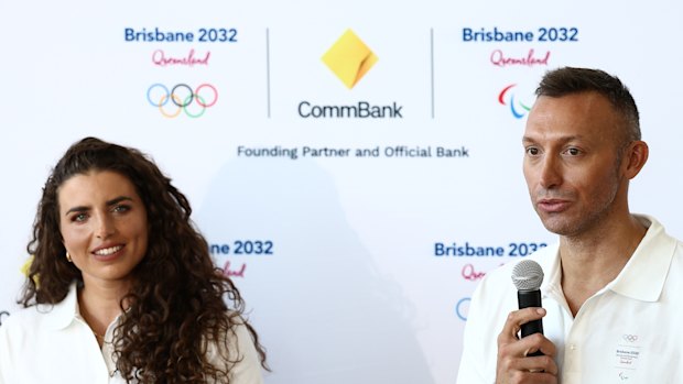 Gold medal winners Jess Fox and Ian Thorpe. 