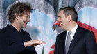 Cartoonist David Rowe talks shop with Treasurer Jim Chalmers in Canberra.