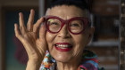 Jenny Kee, photographed in her favourite glasses at her home in Blackheath, NSW.