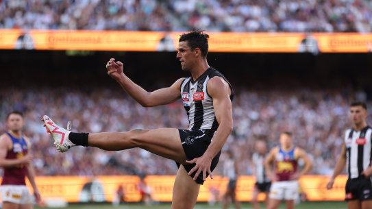 In the spotlight: Scott Pendlebury was an important player on grand final day against Brisbane; now his future has become a hot topic.