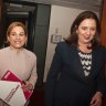 Then deputy premier and treasurer Jackie Trad and Premier Annastacia Palaszczuk announcing the state budget together in 2018.