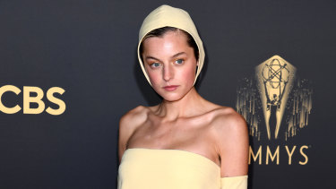 Emma Corrin in Miu Miu at the 73rd Primetime Emmys Celebration at Soho House in London.