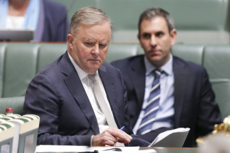 Opposition Leader Anthony Albanese and shadow treasurer Jim Chalmers during question time in August.