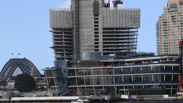 The new Crown casino construction site in Barangaroo, Sydney. 