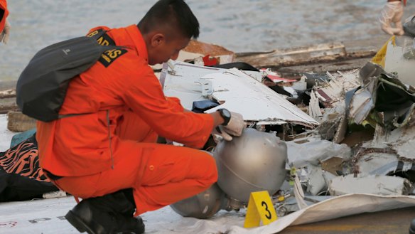 Debris recovered from the area where a Lion Air passenger jet crashed. 