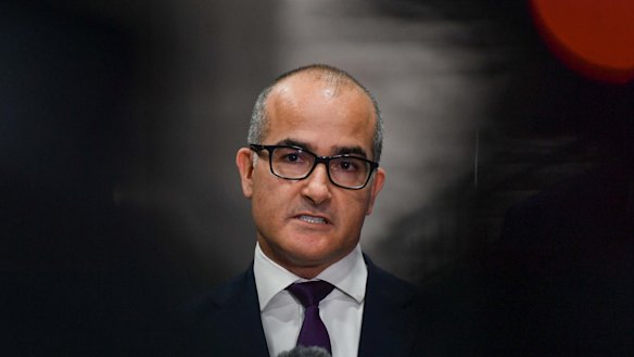 Acting Premier James Merlino gives a coronavirus update on Tuesday. 