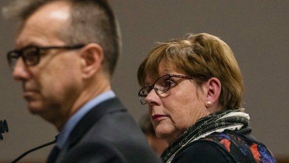 Vicki Kearines with Dr Neil McCarthy speaking during the Inquiry into health outcomes and access to health and hospital services in rural, regional and remote NSW.  