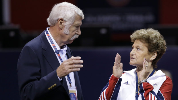 Victims of disgraced sports doctor Larry Nassar are imploring Texas authorities to investigate whether Bela and Martha Karolyi, pictured, could have done more to prevent Nassar's sexual abuse at the couple's Texas training centre.