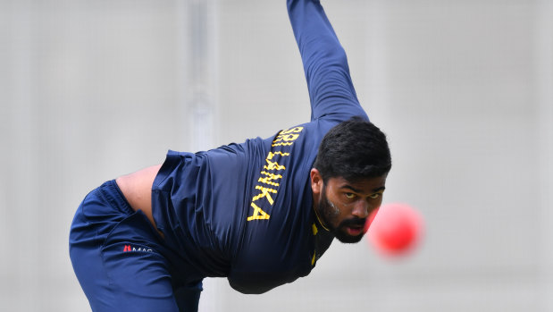 Danger man: Lahiru Kumara could cause Australia's batsmen problems with the pink ball.