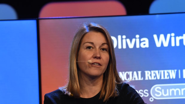 Qantas Loyalty CEO Olivia Wirth, pictured at a business summit in 2018, says 