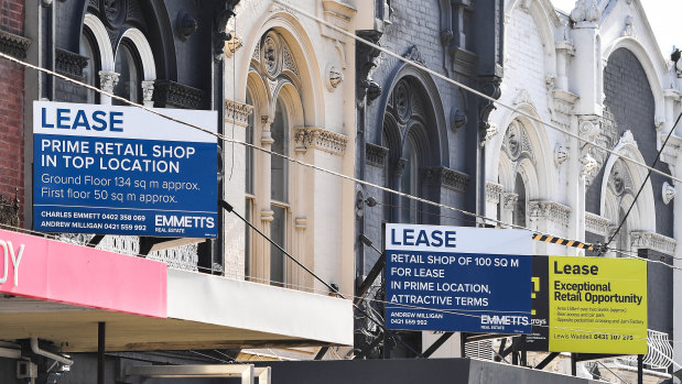 Vacant shops along Chapel Street in South Yarra. 