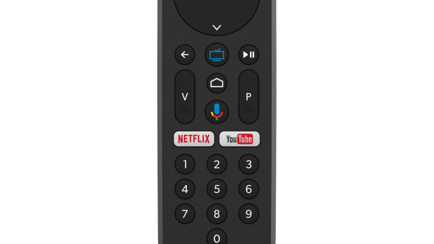Vodafone's new television box's remote control design featuring YouTube and Netflix.