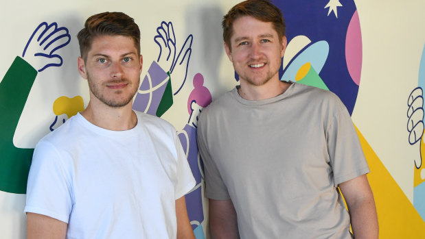 Dovetail co-founders Benjamin Humphrey and Bradley Ayers at their office in Sydney’s Surry Hills.