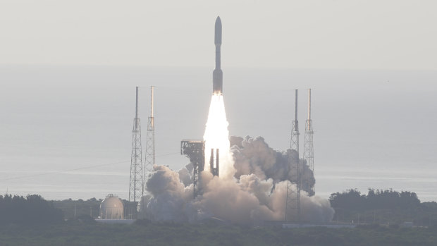 An Atlas V rockets lifts off from the Kennedy Space Centre with NASA's Perseverance rover on its way to Mars.