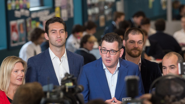 Premier Daniel Andrews and & Education Minister James Merlino announce roll out of mental health workers in schools at Elwood College.