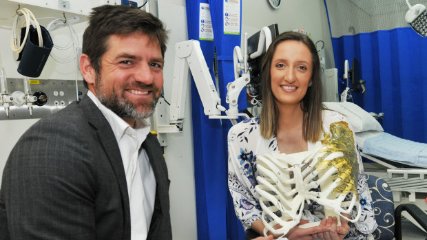 Caitlin Rutherford-Heard has been fitted with a groundbreaking implant  by PA hospital surgeon Dr Michael Wagels.