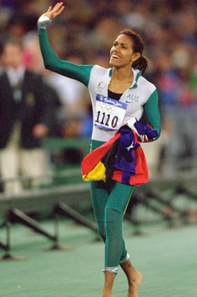 Cathy Freeman after winning gold at the Sydney Olympics in 2000.