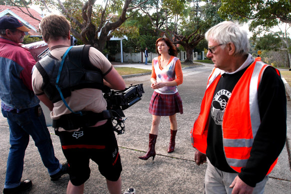 Behind the scenes: Claudia Karvan on set.