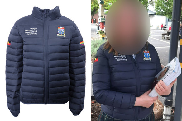 Cheltenham Secondary School’s new puffer jacket features the Aboriginal and pride flags.