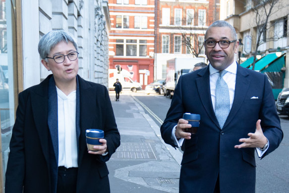 Foreign Secretary Penny Wong with British Foreign Secretary James Cleverly.