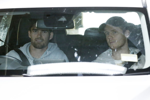 Easton Woof and Lachie Hunter arrive for testing.