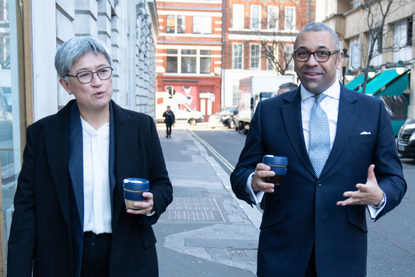 Foreign Minister Penny Wong with British Foreign Secretary James Cleverly.