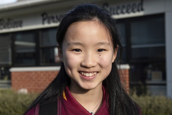 Blackburn Primary student Mary-Jane Wu says masks are annoying but she is fine with wearing one in class.