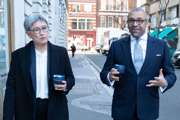 Foreign Minister Penny Wong with British Foreign Secretary James Cleverly.