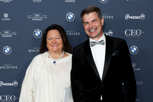 Gina Rinehart with her South African-born CEO, Garry Korte.