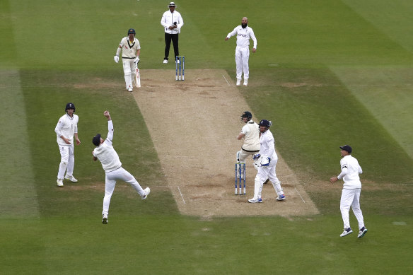 Ben Stokes, about to drop the ball, on the final day at the Oval.