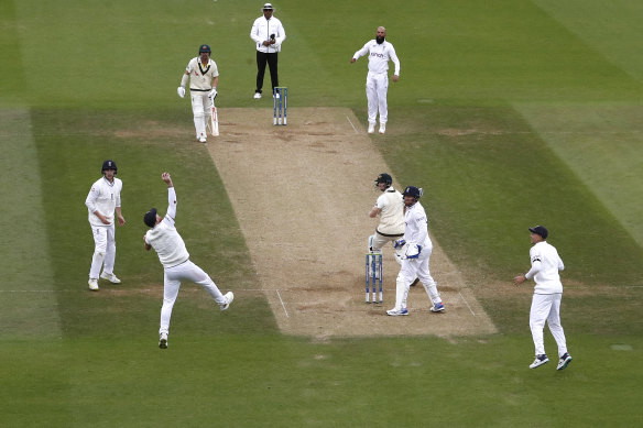 Ben Stokes, about to drop the ball, on the final day at the Oval.