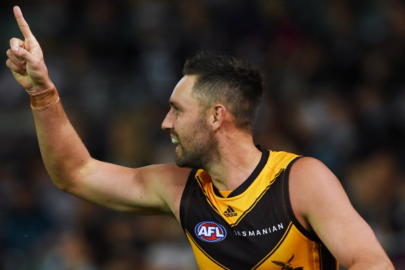 Jack Gunston in his Hawthorn days … playing for them in 2022.